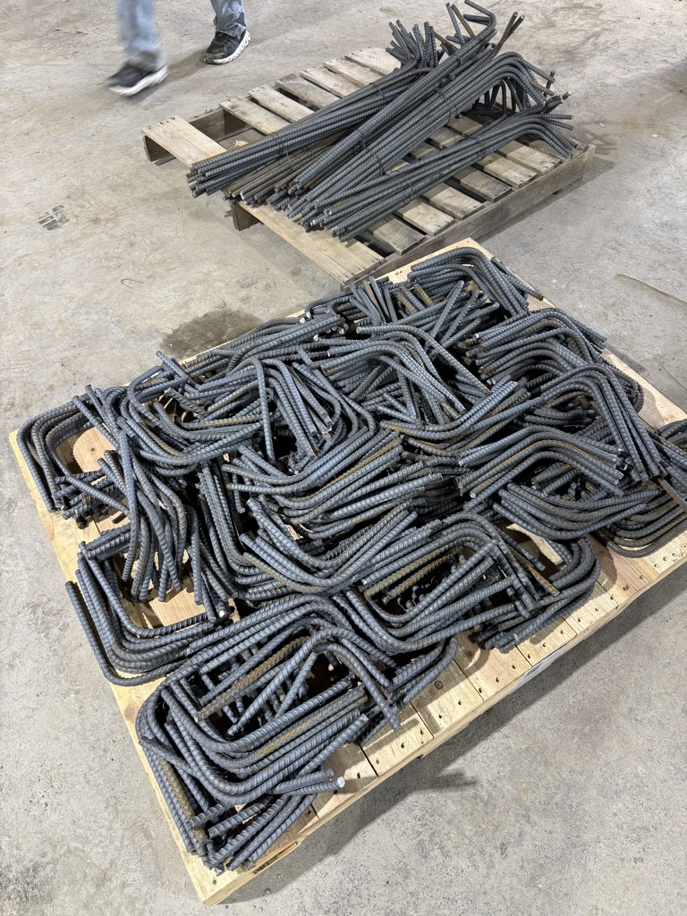 Fabricated rebar on pallets